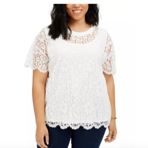 Tommy Hilfiger Plus Size Lace Top - Picture 1 of 6